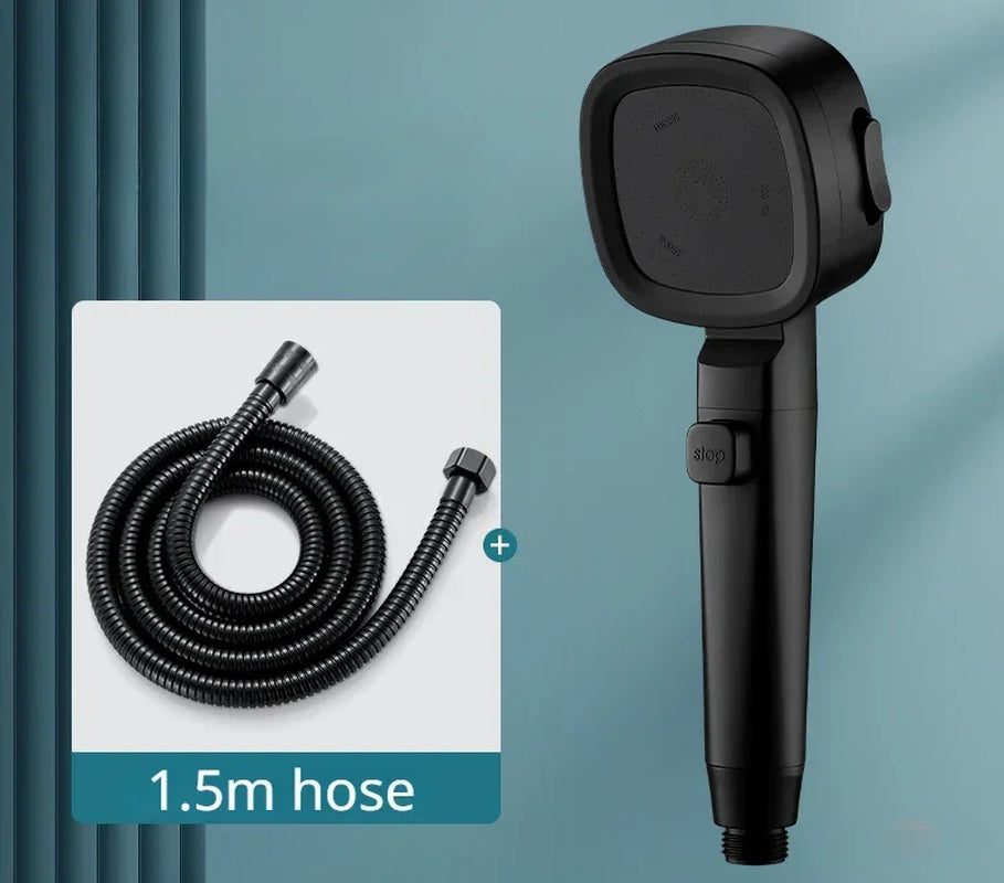 High Pressure Shower Head – 3 Mode Adjustable Water-Saving Spray with Stop Button