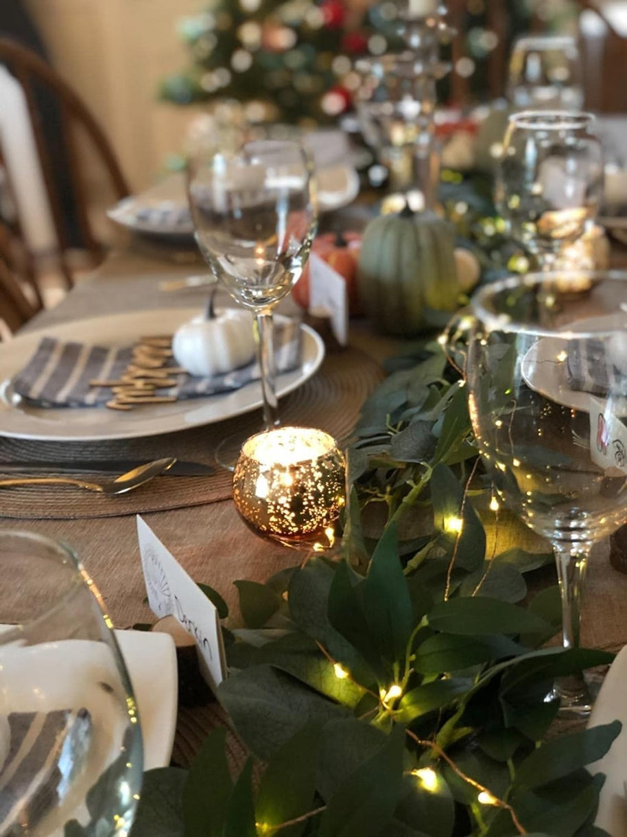 Round Gold Votive Candle Holders – Mercury Glass Set of 12 for Diwali & Home Decor