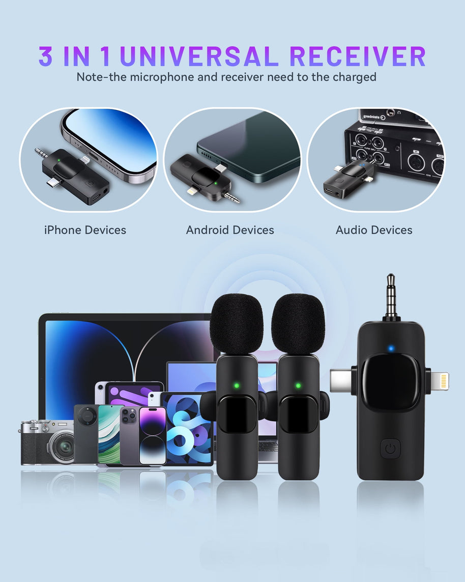2.4GHz Wireless Lavalier Microphone – Portable Mini Mic for Clear Audio Recording