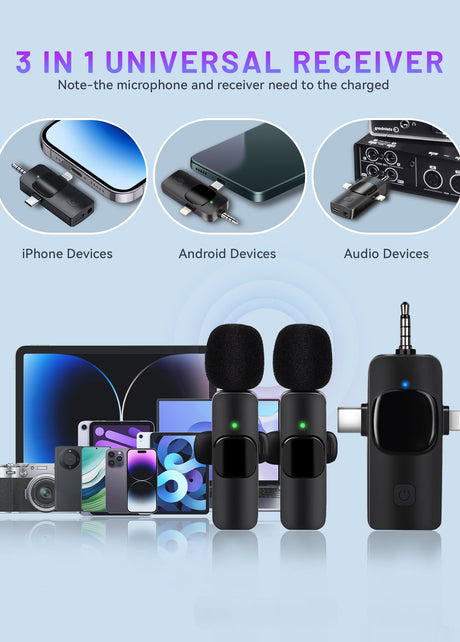 2.4GHz Wireless Lavalier Microphone – Portable Mini Mic for Clear Audio Recording