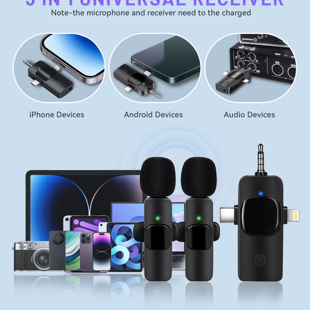 2.4GHz Wireless Lavalier Microphone – Portable Mini Mic for Clear Audio Recording