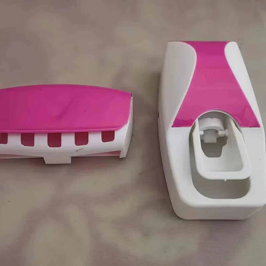 Automatic Toothpaste Dispenser & Wall-Mounted Toothbrush Holder Set – Bathroom Organizer Rack
