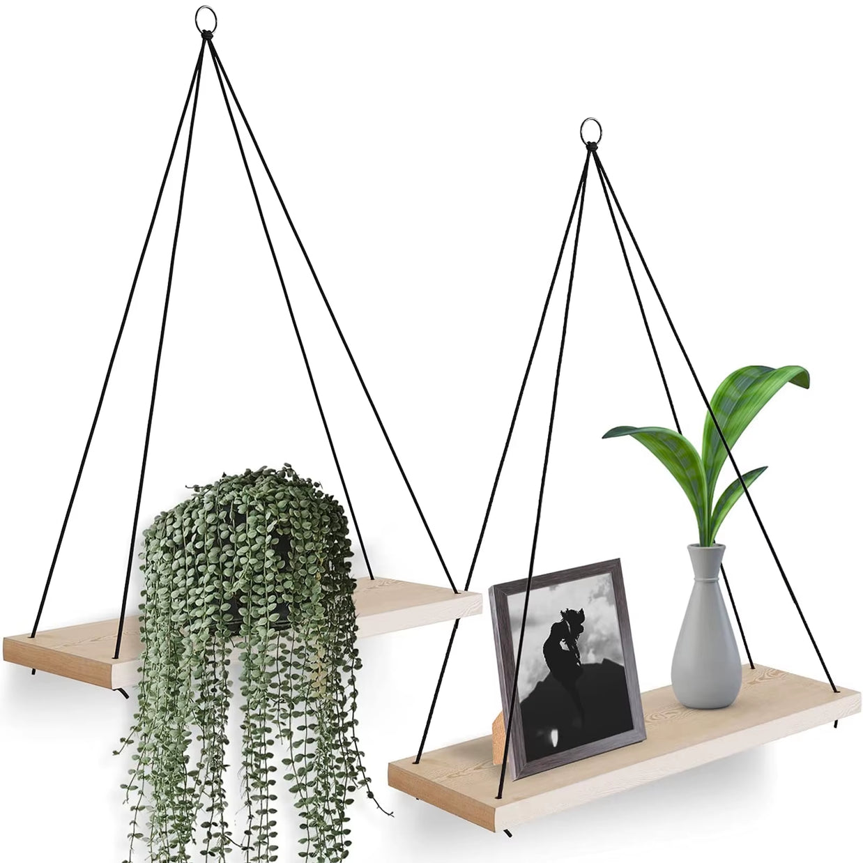 1PC Hanging Shelves for Wall- Hanging Plant Shelf - Rope Floating Shelf Wall Decor Bedroom