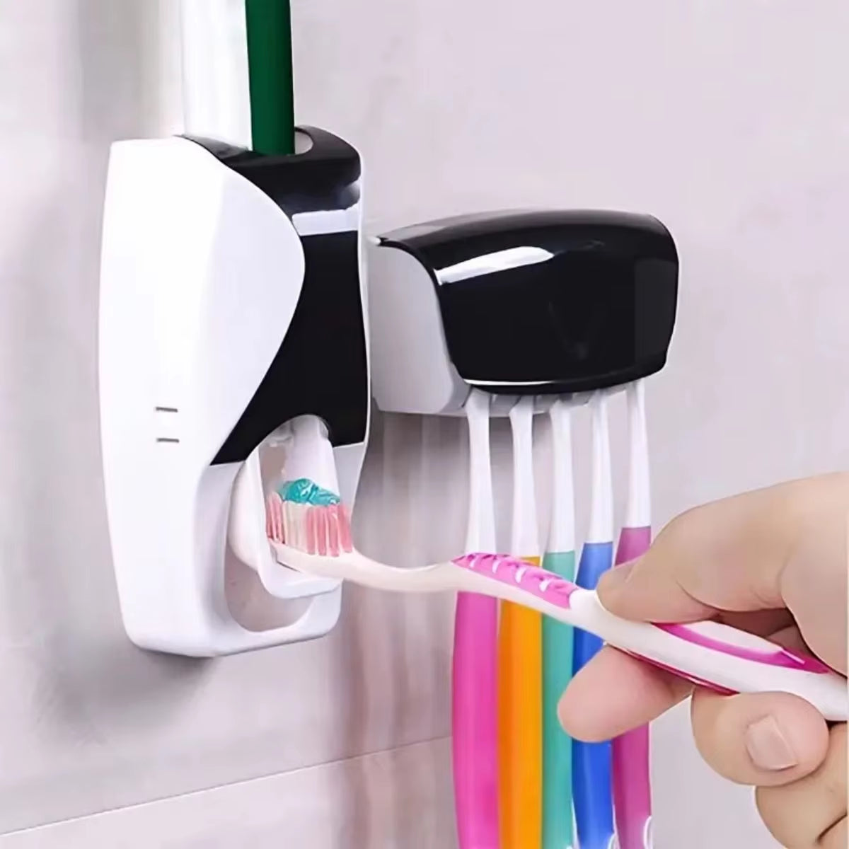 Automatic Toothpaste Dispenser & Wall-Mounted Toothbrush Holder Set – Bathroom Organizer Rack