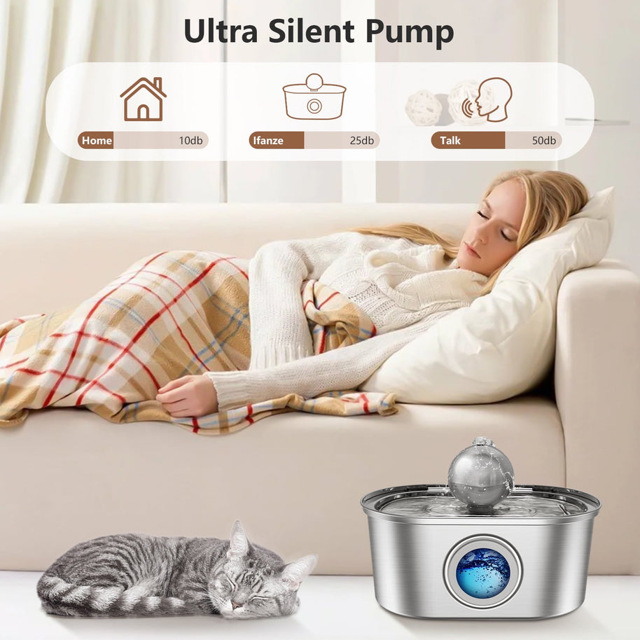 Cat Water Fountain – 3.2L Stainless Steel Automatic Pet Water Dispenser
