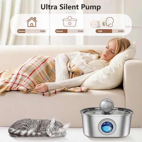 Cat Water Fountain – 3.2L Stainless Steel Automatic Pet Water Dispenser