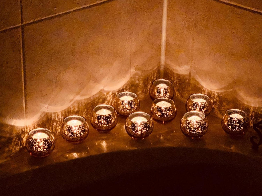 Round Gold Votive Candle Holders – Mercury Glass Set of 12 for Diwali & Home Decor