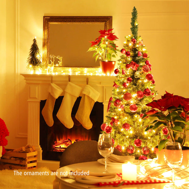 4.5/6.5/7.5 Feet Pre-Lit Hinged Artificial Pencil Christmas Tree