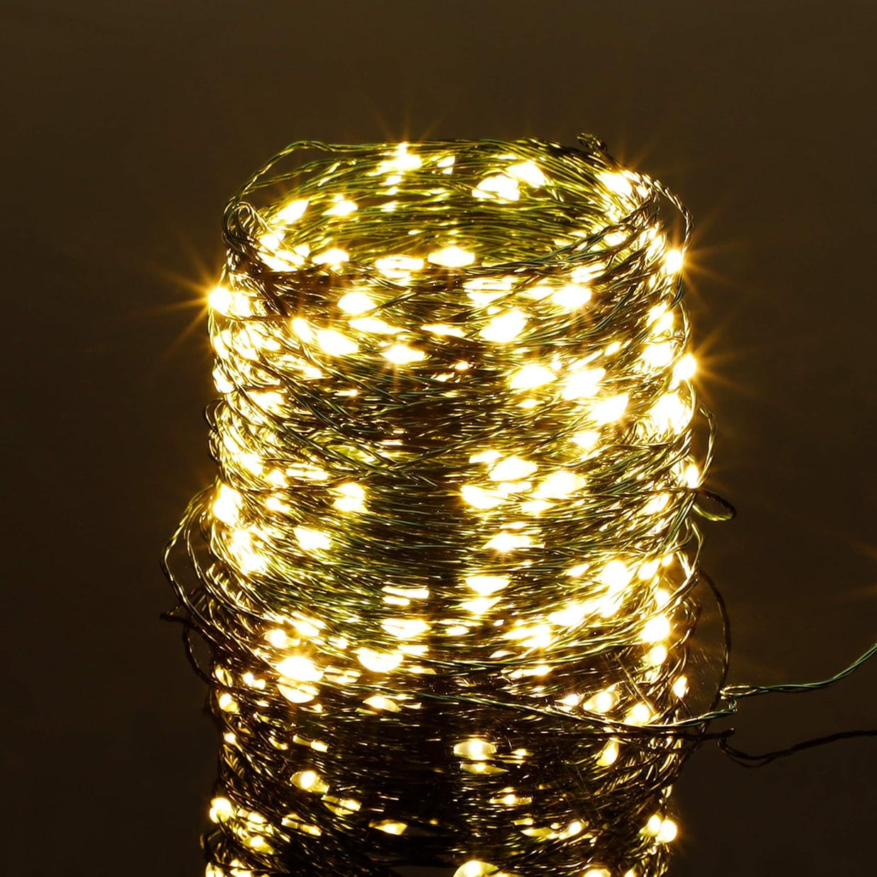 , 4 Inches Indoor Outdoor, LED String Light Dimmable Control Starry Green Wire Lights Home Lighting Bedroom Wedding X-Mas Party Decoration, Warm White