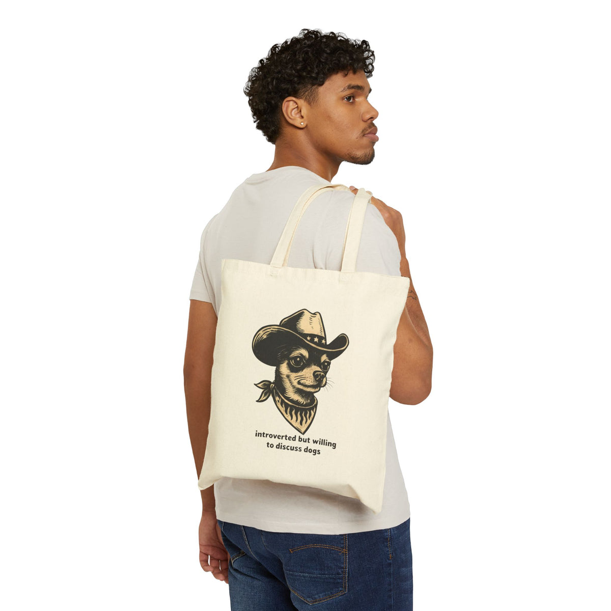 Introverted but willing to discuss dogs tote