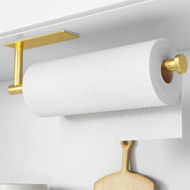 Gold Paper Towel Holder – Wall Mounted Stainless Steel Roll Dispenser for Kitchen or Cabinet