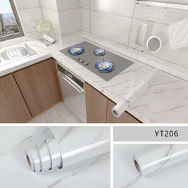 40CM Marble Self-Adhesive Wallpaper – Waterproof Oil-Proof Kitchen Wall Decor