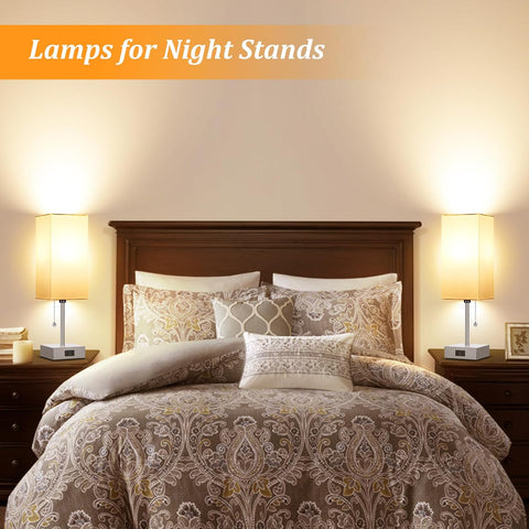 Touch Control Bedside Lamp – 3-Way Dimmable Nightstand Lamp with USB Ports