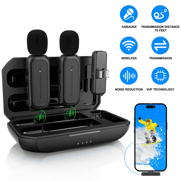 Wireless Lavalier Microphone – Mini Lapel Mic for iPhone, iPad & Android