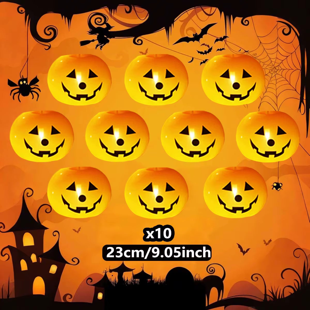 5/10Pcs Halloween Pumpkin LED Luminous Latex Balloon Halloween Decoration Home Outdoor Halloween Pumpkin Decoration