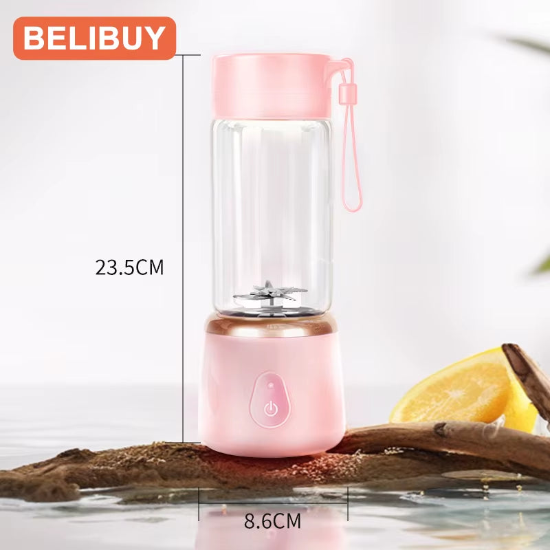 530ML Portable Electric Juicer Blender – USB Rechargeable Smoothie & Fruit Mixer Cup
