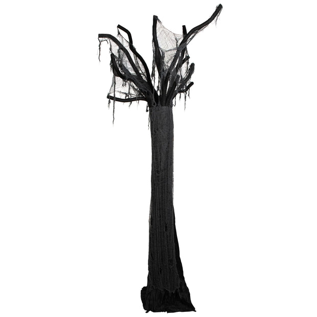 Standing Draped Ghost Tree Halloween Decoration - 7.5' - Black and Gray