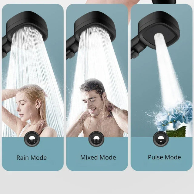 High Pressure Shower Head – 3 Mode Adjustable Water-Saving Spray with Stop Button