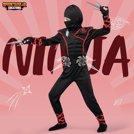 Halloween Ninja Costume, Ninja Outfit Set for Kids, Halloween Costumes for Boys Dress up Party