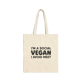 Social Vegan Cotton Canvas Tote Bag - Eco-Friendly Reusable Bag for Groceries, Beach, Shopping, Gift Ideas, Sustainable Lifestyle
