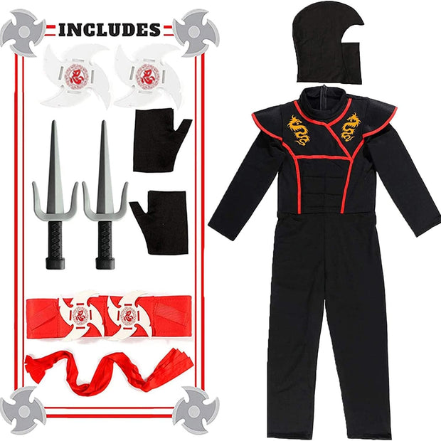 Kids Ninja Costumes Set Halloween Ninja Cosplay Costume with Luxury Ninjas Accessories Toys for Boys Girls