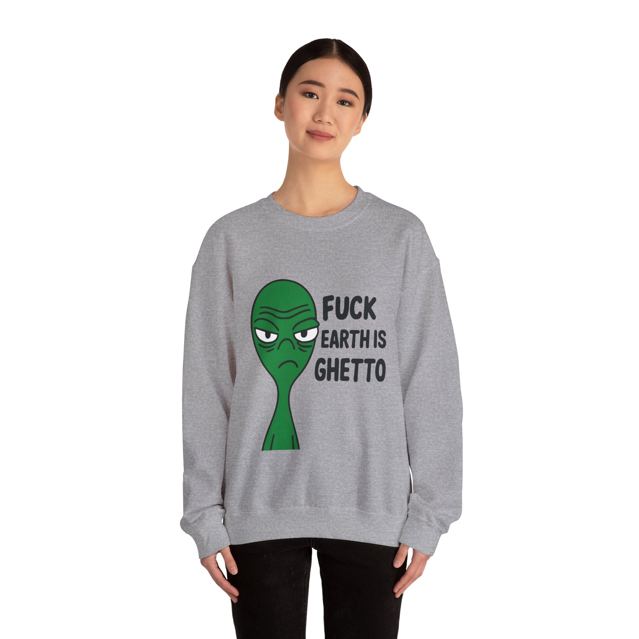 Funny Alien Sweatshirt, Cozy Unisex Crewneck, Unique Gift, Casual Wear, Everyday Humor, Trendy Fashion