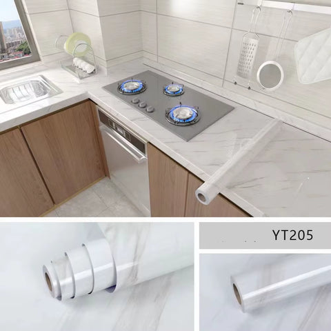 40CM Marble Self-Adhesive Wallpaper – Waterproof Oil-Proof Kitchen Wall Decor