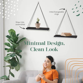 1PC Hanging Shelves for Wall- Hanging Plant Shelf - Rope Floating Shelf Wall Decor Bedroom
