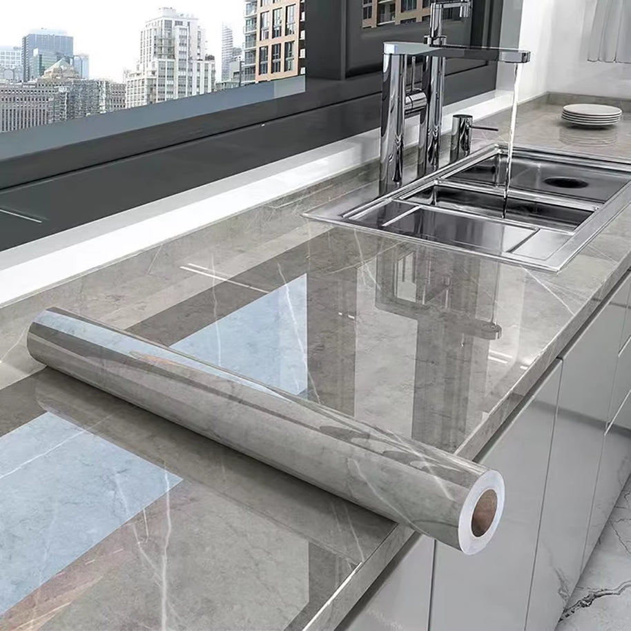 40CM Marble Self-Adhesive Wallpaper – Waterproof Oil-Proof Kitchen Wall Decor