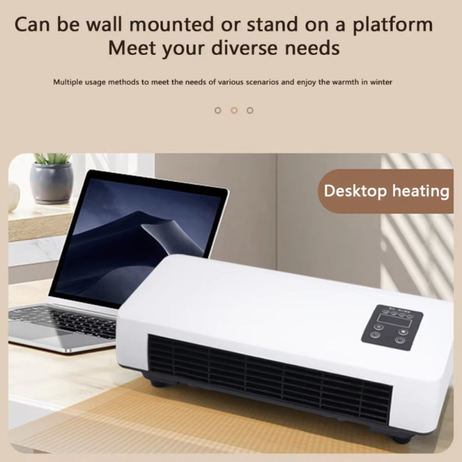Wall-Mounted Electric Space Heater – Remote Control 3D Fan Heater for Home