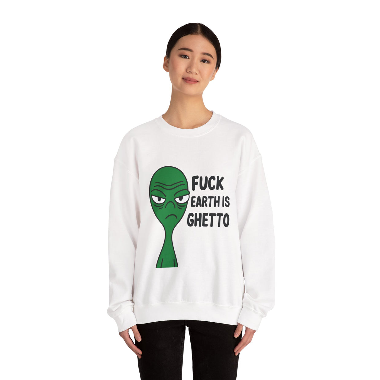 Funny Alien Sweatshirt, Cozy Unisex Crewneck, Unique Gift, Casual Wear, Everyday Humor, Trendy Fashion