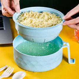 Microwave Ramen Cooker Bowl Set with Chopsticks, Spoon & Fork – Instant Noodle Bowl for Students & Home
