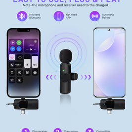 2.4GHz Wireless Lavalier Microphone – Portable Mini Mic for Clear Audio Recording