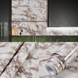 40CM Marble Self-Adhesive Wallpaper – Waterproof Oil-Proof Kitchen Wall Decor