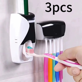 Automatic Toothpaste Dispenser & Wall-Mounted Toothbrush Holder Set – Bathroom Organizer Rack