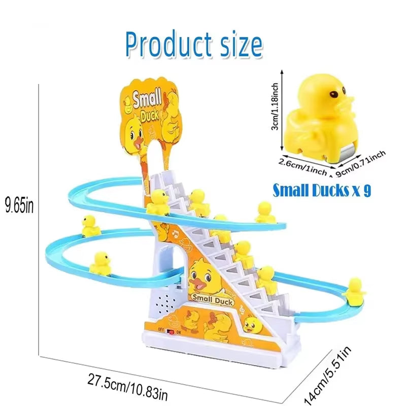 Electric Duck Race Track Toy – Climbing Roller Coaster Set with Lights & Music for Kids