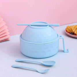 Microwave Ramen Cooker Bowl Set with Chopsticks, Spoon & Fork – Instant Noodle Bowl for Students & Home