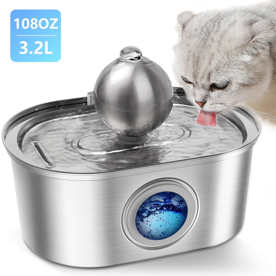 Cat Water Fountain – 3.2L Stainless Steel Automatic Pet Water Dispenser