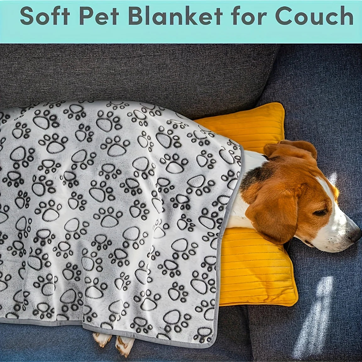 Soft Fluffy Pet Blanket – Cute Cartoon Pattern for Cats & Dogs