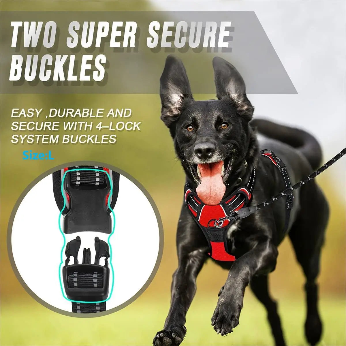 No-Pull Dog Harness with Front Clip – Reflective Heavy-Duty Harness for Large Dogs