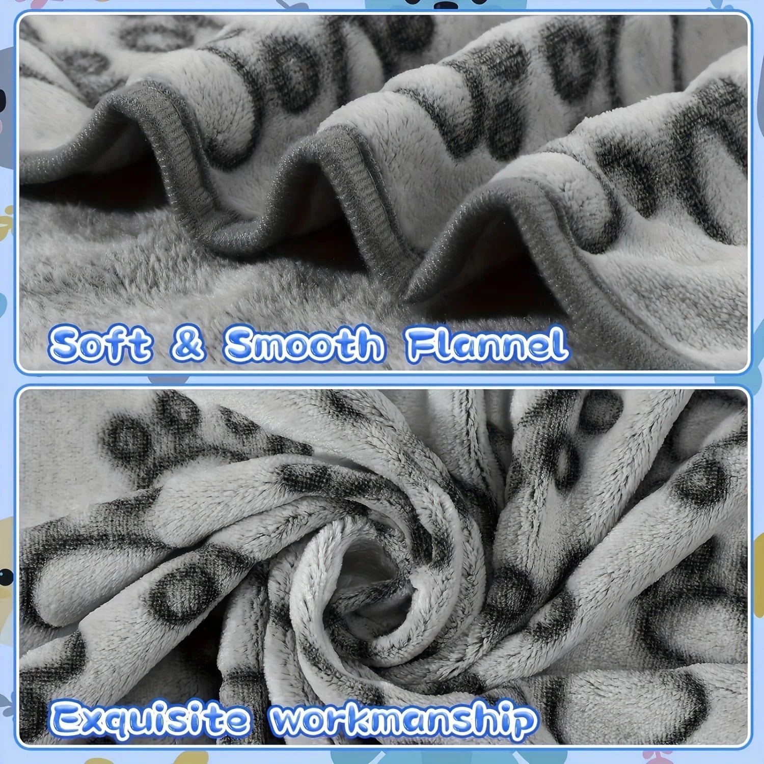 Soft Fluffy Pet Blanket – Cute Cartoon Pattern for Cats & Dogs