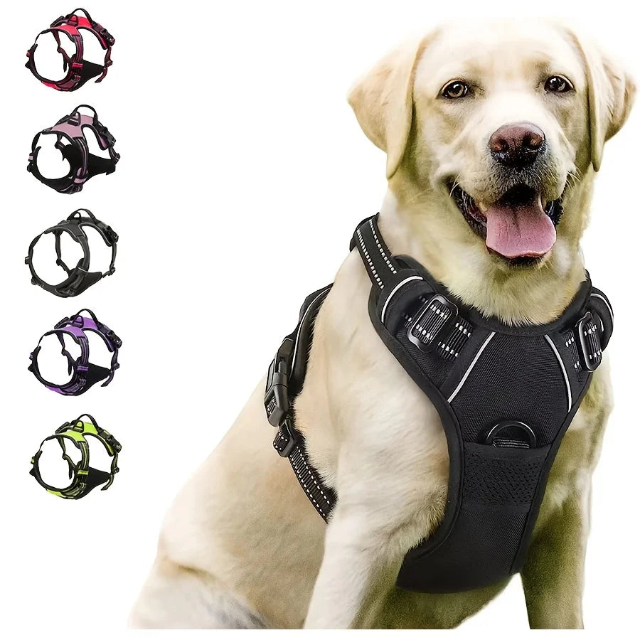 No-Pull Dog Harness with Front Clip – Reflective Heavy-Duty Harness for Large Dogs
