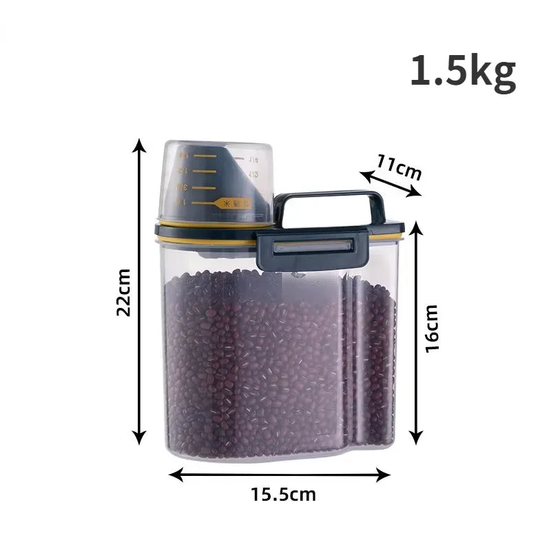 Pet Food Storage Container with Measuring Cup – Airtight Dog & Cat Food Pail (1.5kg / 2kg)