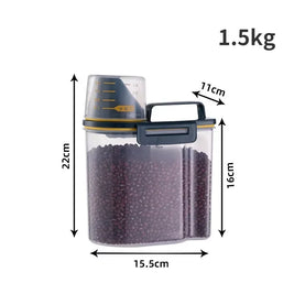 Pet Food Storage Container with Measuring Cup – Airtight Dog & Cat Food Pail (1.5kg / 2kg)