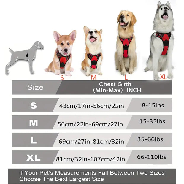 No-Pull Dog Harness with Front Clip – Reflective Heavy-Duty Harness for Large Dogs