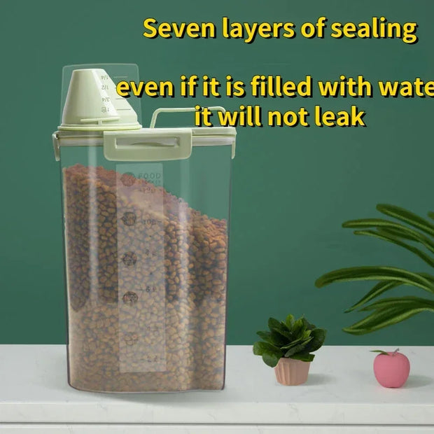 Pet Food Storage Container with Measuring Cup – Airtight Dog & Cat Food Pail (1.5kg / 2kg)