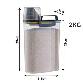 Pet Food Storage Container with Measuring Cup – Airtight Dog & Cat Food Pail (1.5kg / 2kg)