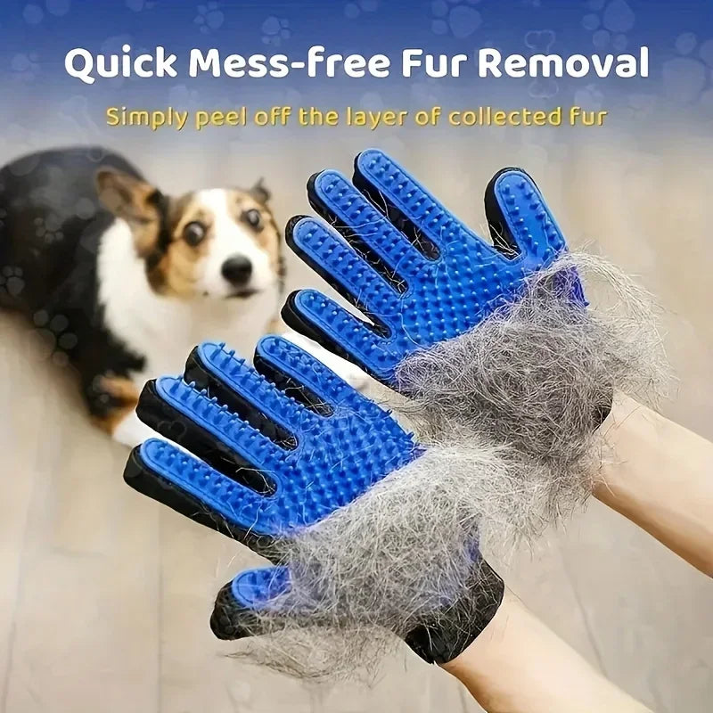 Pet Grooming Gloves – Gentle Deshedding Brush for Cats & Dogs, Easy Clean