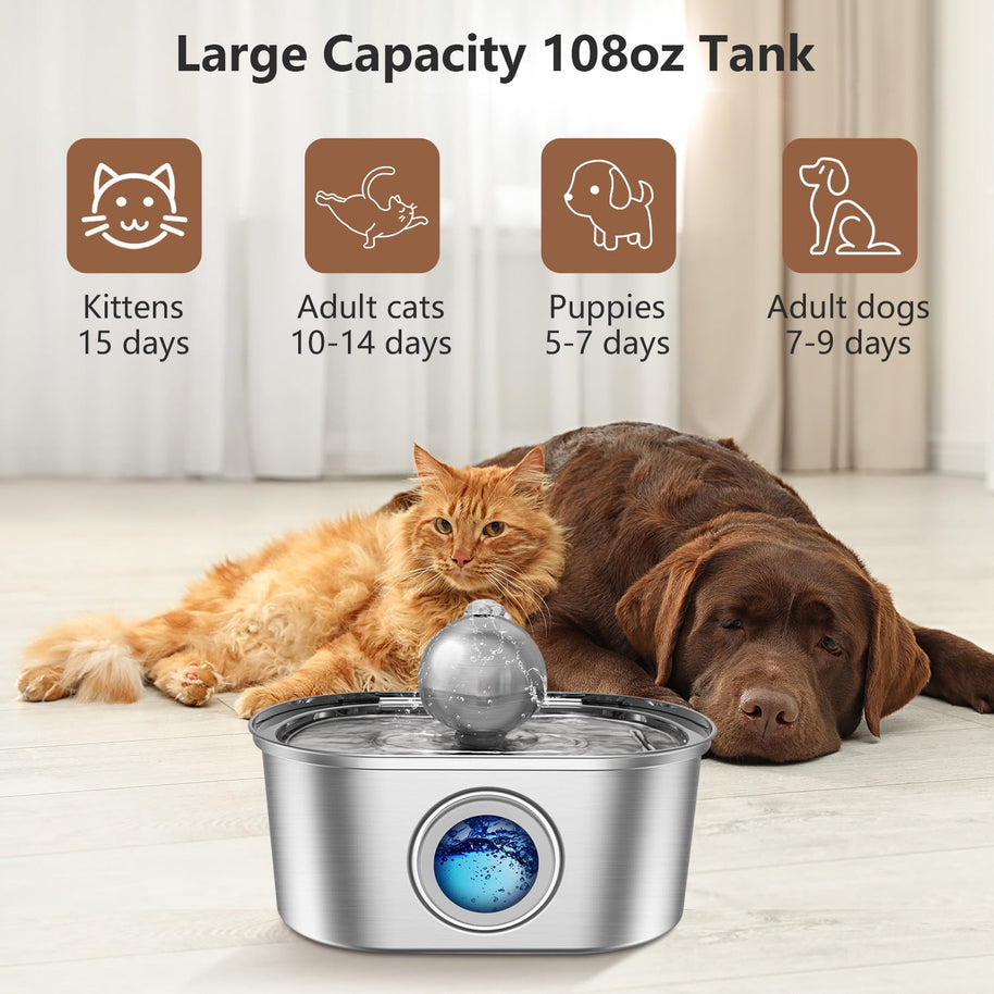 Cat Water Fountain – 3.2L Stainless Steel Automatic Pet Water Dispenser