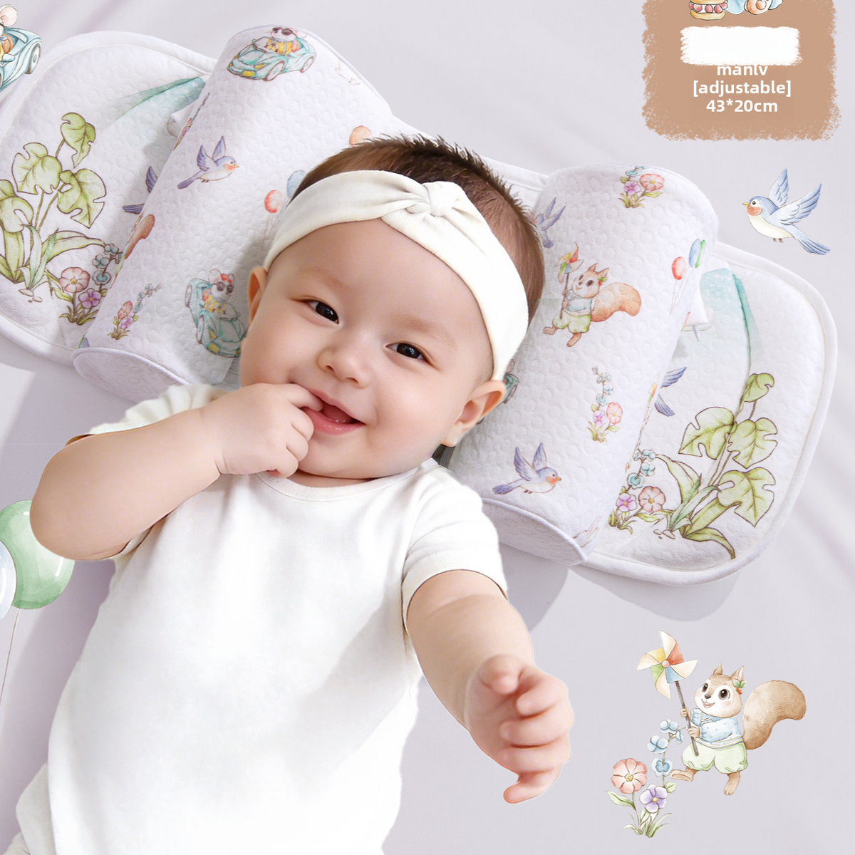 Baby Head Shaping Pillow with Adjustable Support